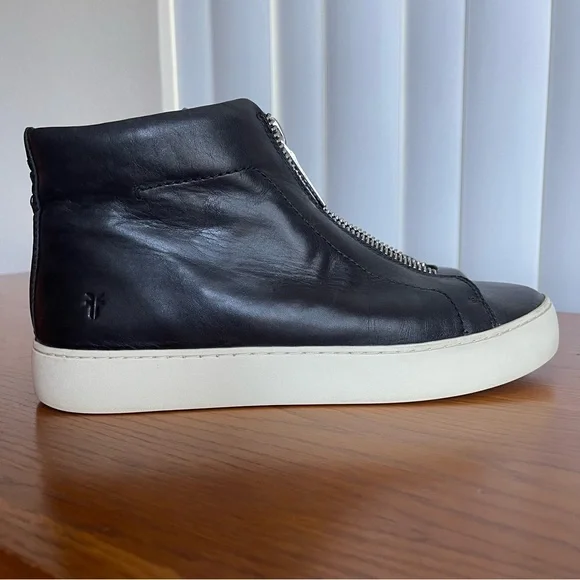 Frye Women’s Lena Zip Up Leather High Top Sneakers Black Size 9 - Picture 4 of 16